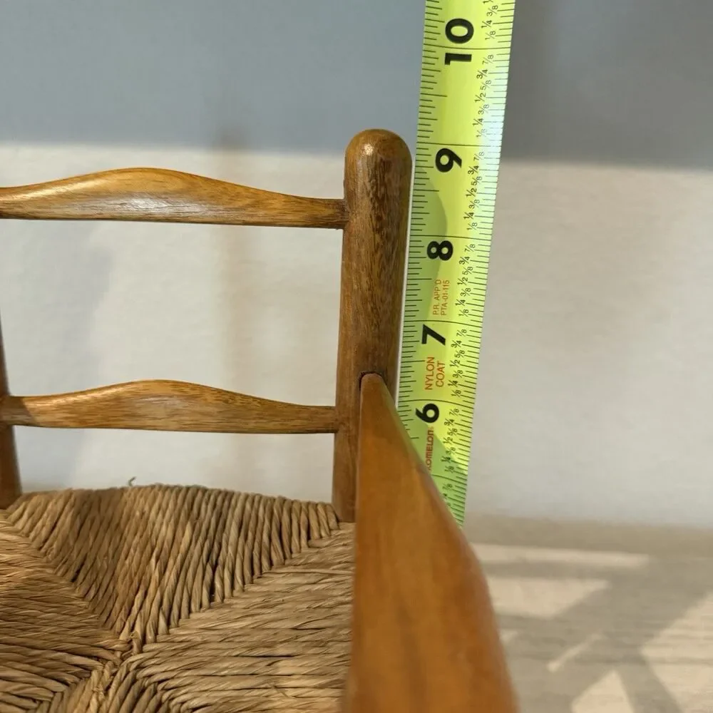 VINTAGE SMALL BROWN WOOD ROCKING CHAIR‎ HANDCRAFTED WICKER 9